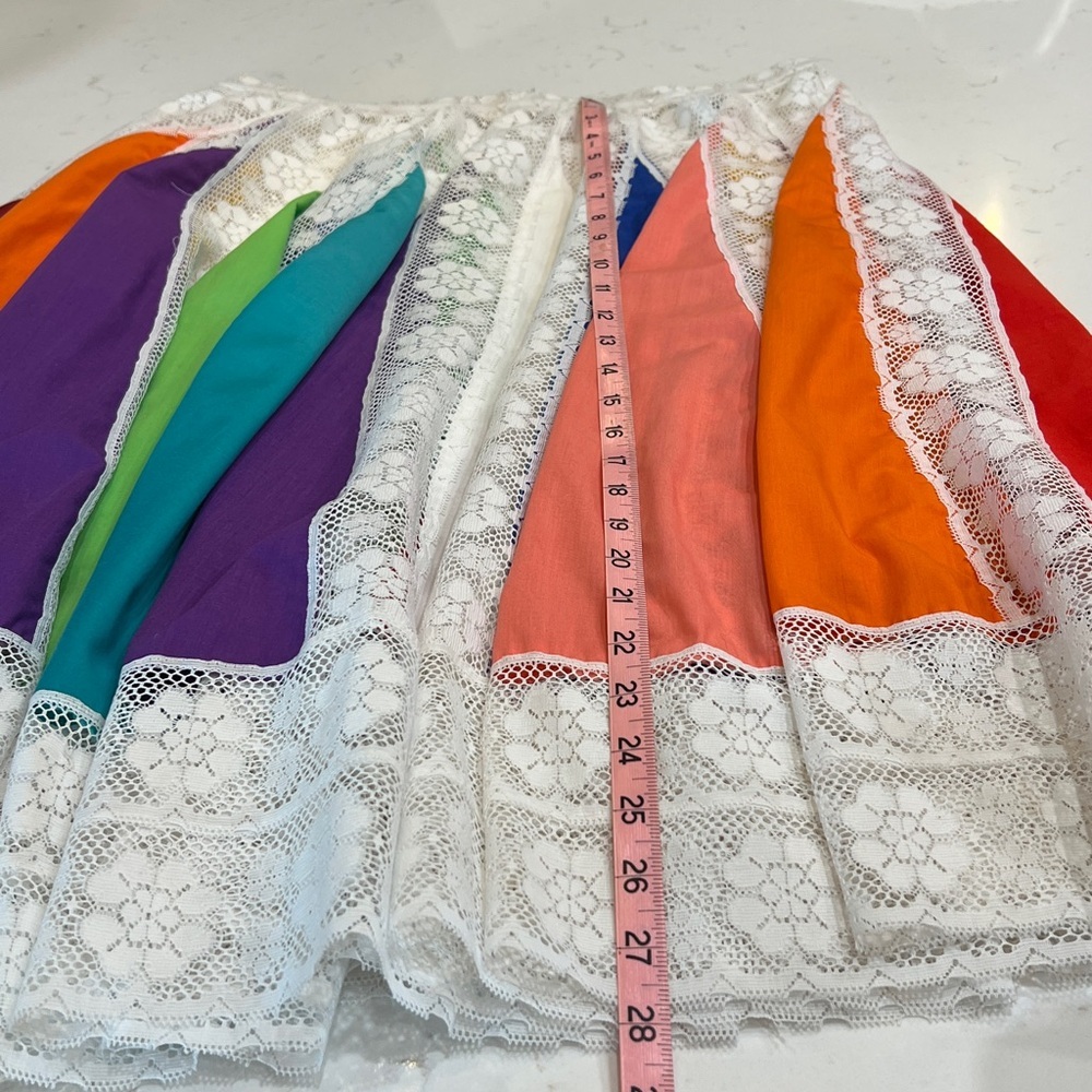 Handmade Vintage Lace Colorful Patchwork Overlay Skirt Boho Festival - Picture 13 of 15